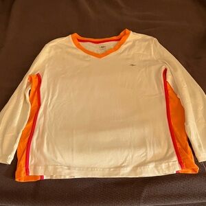 Ladies White and Orange Long Sleeve Shirt